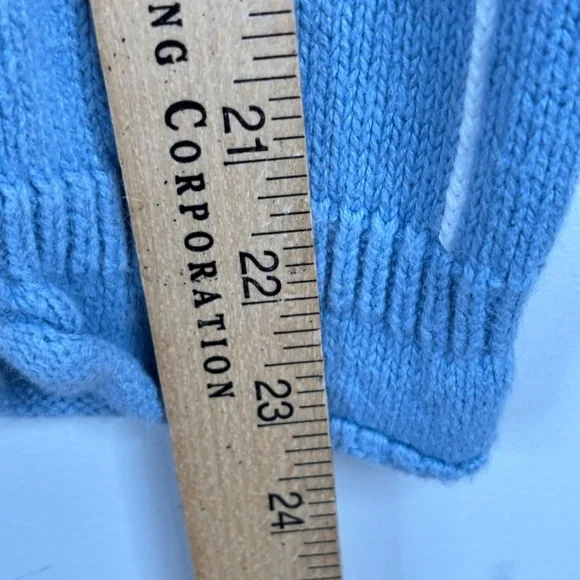 VTG 90s Granny Sweater L Embroidered Owl Hand Knit Windowpane Cottage Blue Twee - Picture 9 of 10